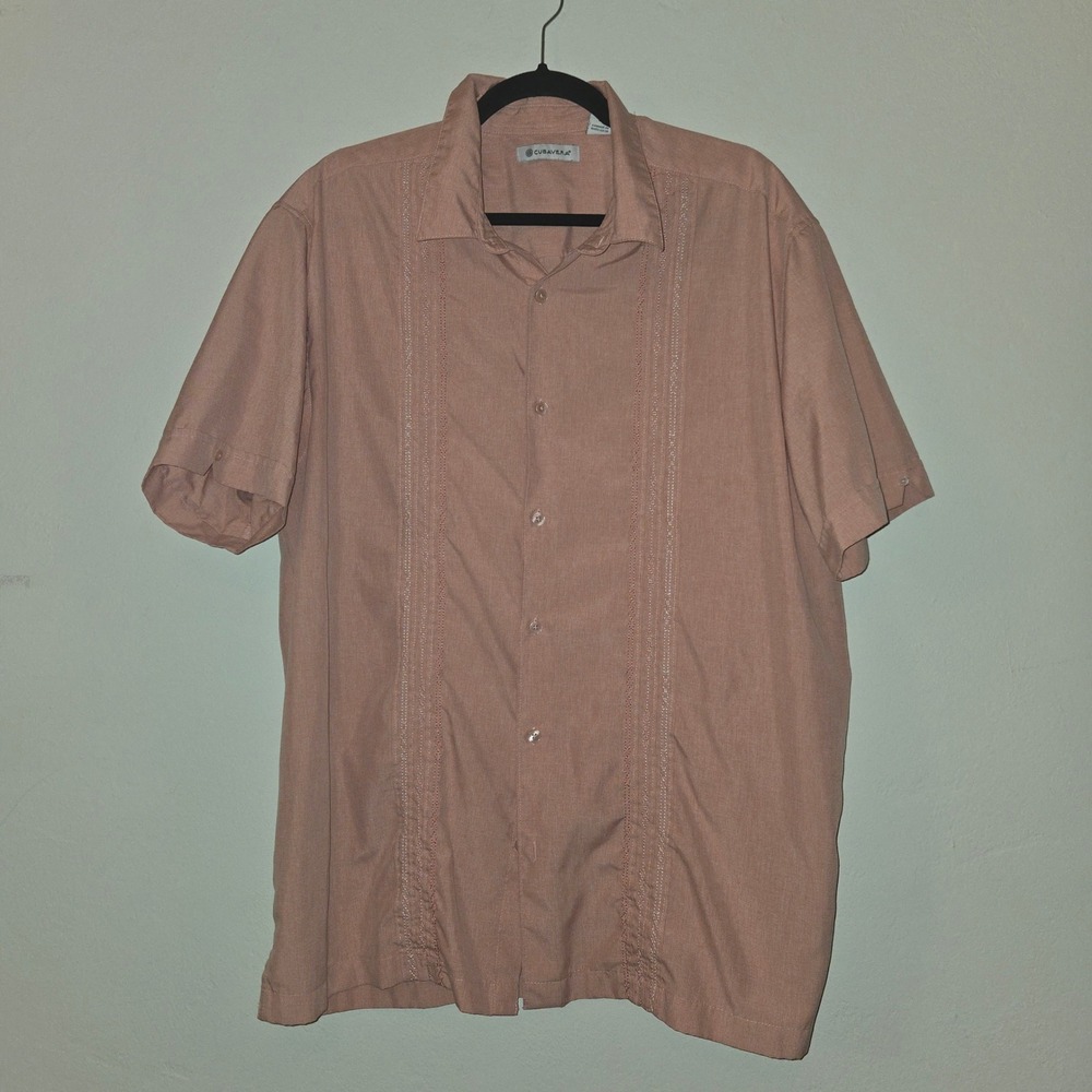 Cubavera Guayabera Shirt Embroidered Short Sleeve Casual Button Up XL